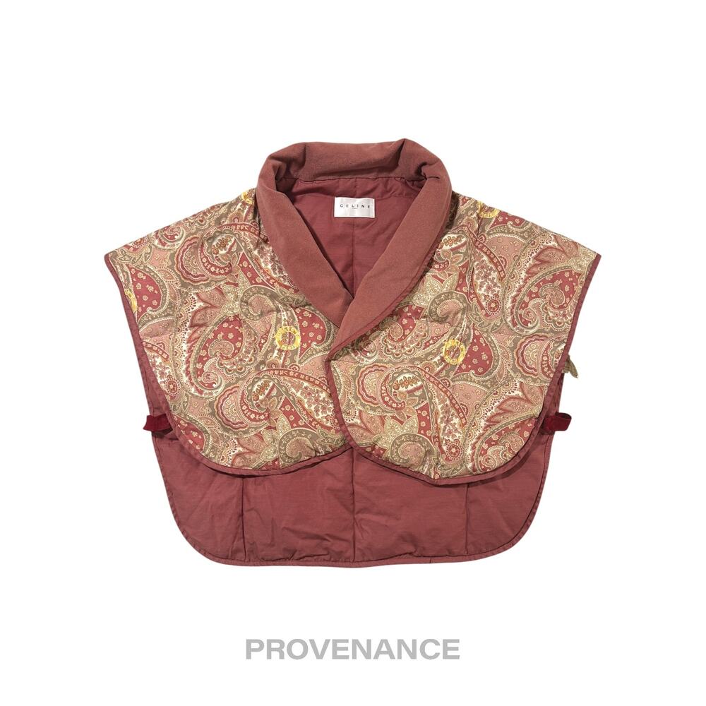🔴 Celine Logo Padded Down Vest - Red Paisley - Picture 1 of 9